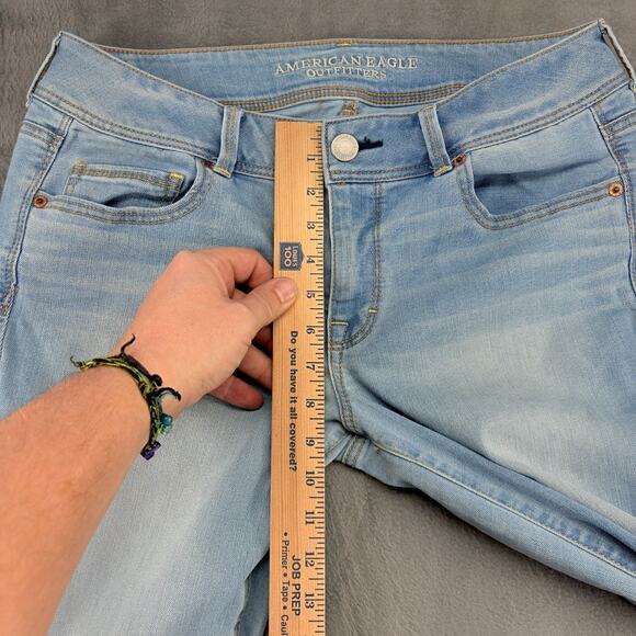 American Eagle Kick Boot Jeans Women's Size 14 Blue Stretch Denim Light Wash Mid - Picture 6 of 10